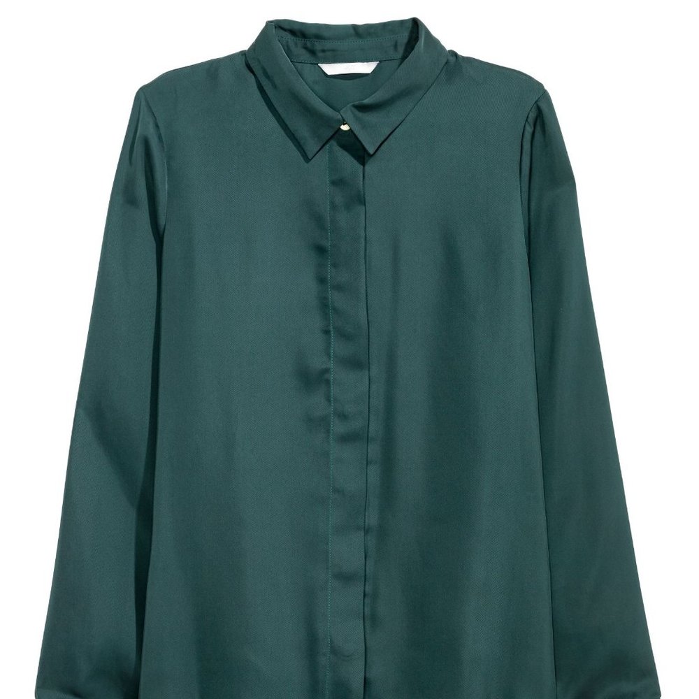 H&M Long-sleeved Emerald Green Blouse